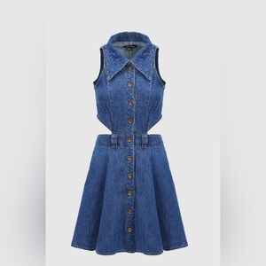 Urban Revivo Blue Denim Button-Front Cutout Dress L/XL NWT